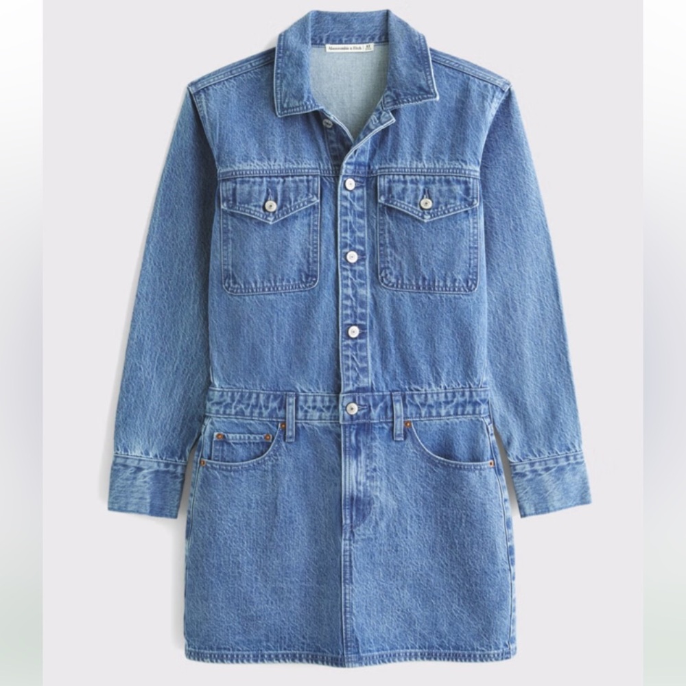 NWT Abercrombie SZ M Long sleeve Denim Shirt dress